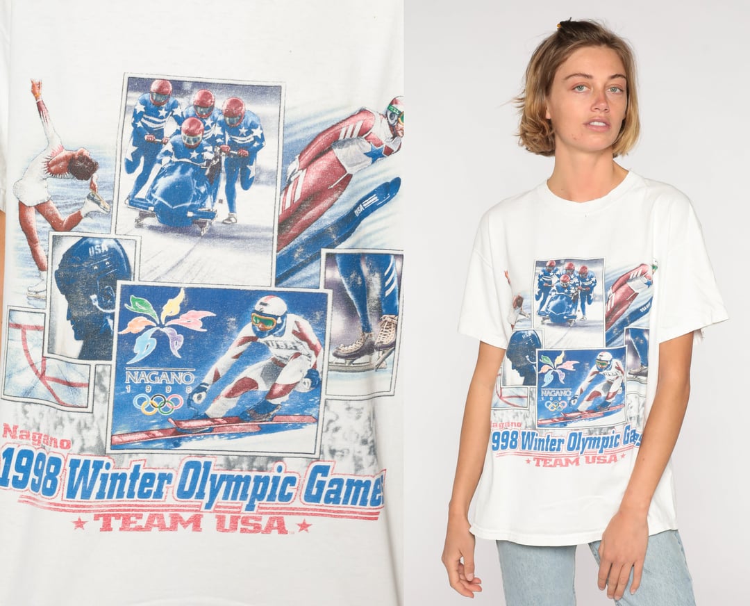 1998 Winter Olympics Shirt 90s Team USA Nagano Japan Tshirt Olympic, Shop  Exile