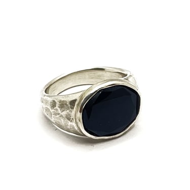 Sonja Fries | Sterling Silver & Black Onyx textured signet ring