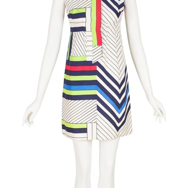 1960s Vintage Mondrian Color Block Raw Silk Mini Dress Sz XS 