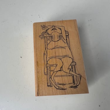 Vintage 1990s Rubber Stamp Wood Block “Stressed Woman” Art Impressions 