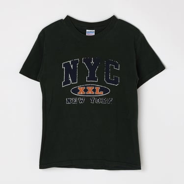 Vintage 90s NYC T-Shirt - new york city, nineties, faded, dark green - Youth M (Women's S) 