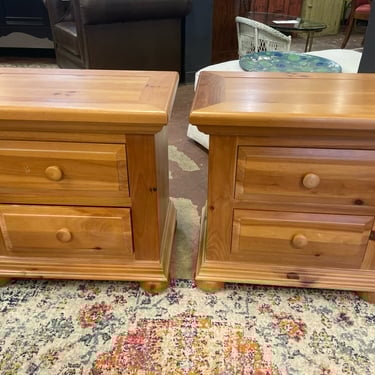 Pair of Pine 2 Drawer Nightstands from Broyhill