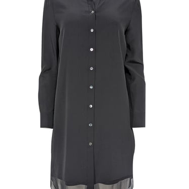 Magaschoni - Black Silk Shirtdress w/ Semi-Sheer Hem Sz 6