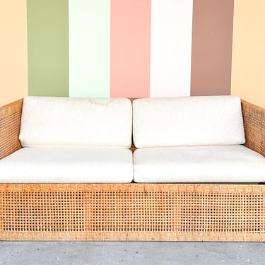 Coastal Style Rattan Sleeper Loveseat