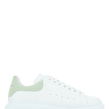 ALEXANDER MCQUEEN White Leather Sneakers With Pastel Green Suede Heel