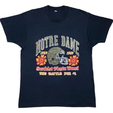 Vintage 1989 University of Notre Dame Football National Champions Sunkist Fiesta Bowl Graphic T-Shirt Size Large/XL 