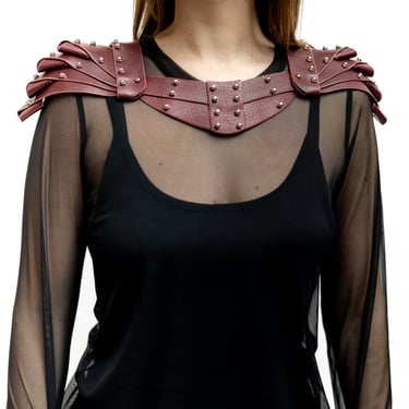 Merlot Leather Overlap Shoulder Harness