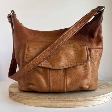 Fossil Tan Worn in Soft Genuine Leather Large Shoulder Tote Bag 