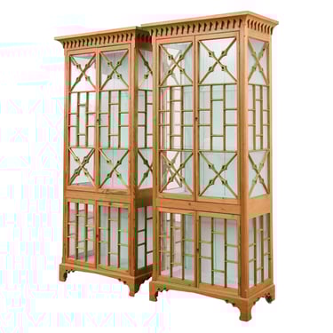 Pair of George III Style Pine Chinese Chippendale Bookcases