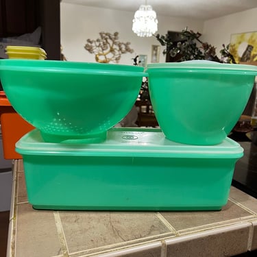 Vintage Tupperware Set Jadeite Green 3 Pieces 
