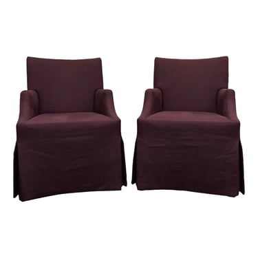 Theodore Alexander Transitional Purple Skirted Lia Parsons Chairs- a Pair