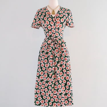 Vintage 1970's Diane Von Furstenberg Pumpkin Floral Wrap Dress / ML