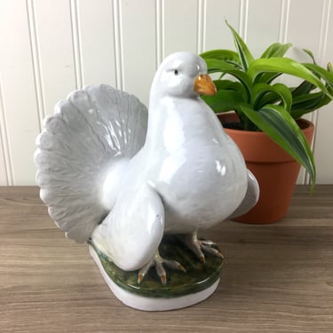 Italian faience pottery pigeon - 1990s vintage ceramic bird 