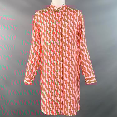 RAPHAELLA RIBOUD Size M Red White Silk Wavy Spread Collar Shirt