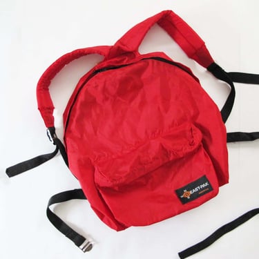 Vintage 70s Eastpak Red Backpack - 1970s Made in USA Nylon School Rucksack 