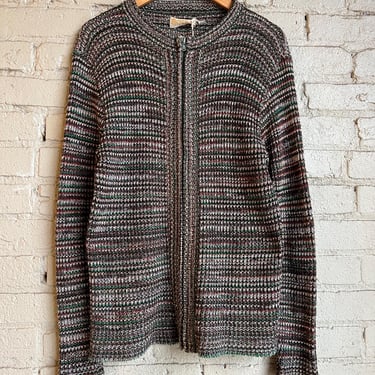 Small, Vintage 1970s Munsingwear Zip Up Knit Sweater, Multicolor 