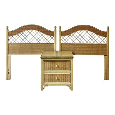 Henry Link Natural Wicker Twin Bed Set With Nightstand 