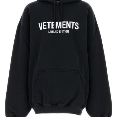 Vetements Man Black Cotton Blend Oversize Sweatshirt