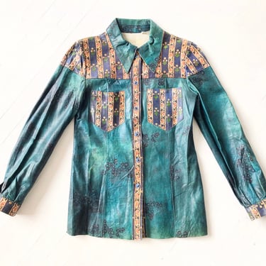 1970s Roberto Cavalli Printed Leather Shirt 