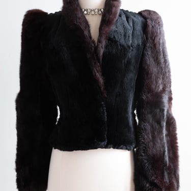 Ultra GLAM 1970's Black Sheared Fur Jacket With Puff Shoulders / Small