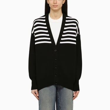 Givenchy Black Striped Wool-Blend Cardigan Women