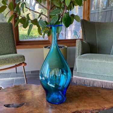 Joel Myers Tall Blue Blenko Vase #6422 