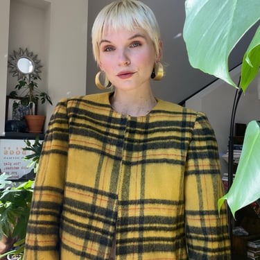 VTG 80s Yellow Plaid Blazer 