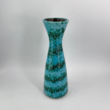 Vintage German Ceramic Vase Mid-Century Textured Blue Dumler & Breiden 