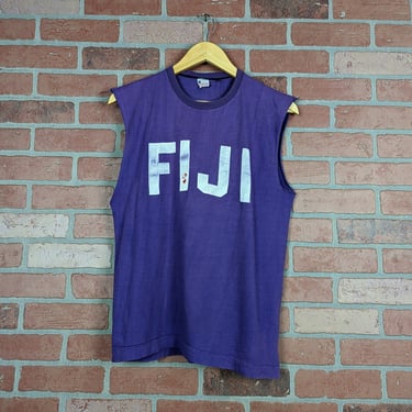 Vintage 60s Champion Running Man "FIJI" ORIGINAL Cut-off Tee - Medium / Large 