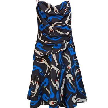 Diane vonFurstenberg - Black Multi Print Mini Dress Sz 6