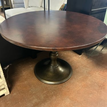 Recycled Metal Round Dining Table with Wade Base from Arhaus