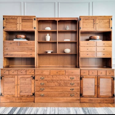 Ethan Allen Heirloom Collection Wall Unit. Wood Storage. Bookcases. Chest of Drawers. Desk with Shelves. Hutch. Dresser. Office Furniture 