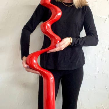 Vintage IKEA DOMAN Red Snake Sculpture | Post Modern Statue | Designed by Tony Almen and Peter Gest circa early 1990's 