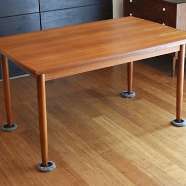 Newly-restored "rectangular-ish" Danish teak extendable dining table - 54.25" to 91.75" 