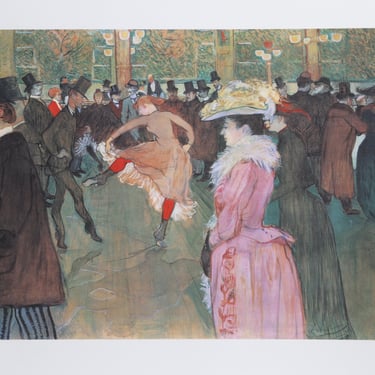 At the Moulin Rouge: The Dance, Henri de Toulouse-Lautrec After by Laurent Marcel Salinas Art Nouveau Lithograph 