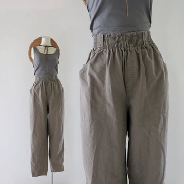 high waist olive trousers - 26-34 - vintage 90s y2k womens green casual comfortable cotton weekend Saturday minimal pants brown green 