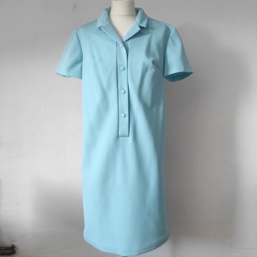 Vintage 1960's Mini Dress, Blue 60's dress mod, Diolen mini dress 1960s, Baby blue 60s mini dress large 