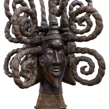 Vintage Tribal African Ekoi Headdress Nigeria / Cameroon Sculpture 