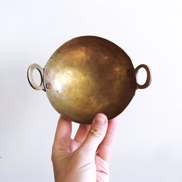 Vintage Indian Brass Hand-Forged Kadhai 