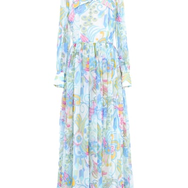 Pastel Floral Chiffon Hostess Dress