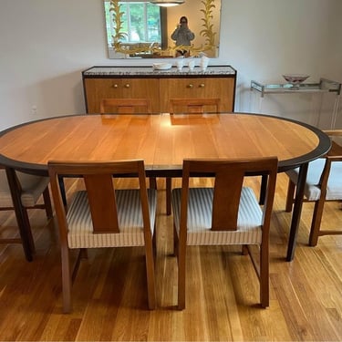 1970s Vintage Dining Table and Chairs by Edward Wormley for Dunbar - Set of 7 