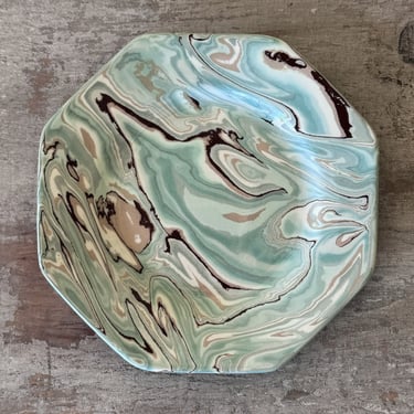 Set of 6 Celadon Marbled Salad Plates