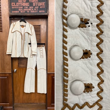 Vintage 1960’s North Beach Whipstitch Leather Jacket & Pants Set, 1960’s, 2 Piece, Matching Set, Pant Suit, Whipstitch Leather, North Beach 