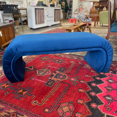 Vintage Parsons Style Velvet Waterfall Bench