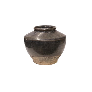 Vintage Earthy Dark Brown Village Rural Pottery Ceramic Pot Vase JK217E 