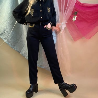 90’s luxe gold trim pants, 90’s glam pants, high waisted pants xs-s 