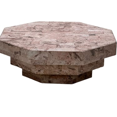 Hexagonal Stacked Pink Marble Coffee Table, Italy 1970