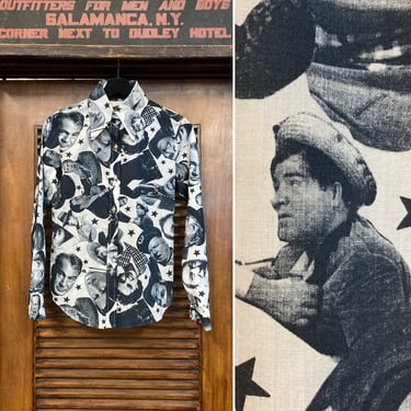Vintage 1960’s Hollywood Stars Photoprint Pop Art Shirt -Deadstock- 60’s Shirt, 60’s Hollywood Star Print, Vintage Clothing 