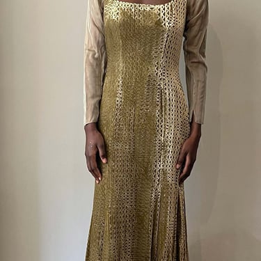 Sophie Sitbon Paris for Harriet Kassman Chartreuse silk velvet gown 