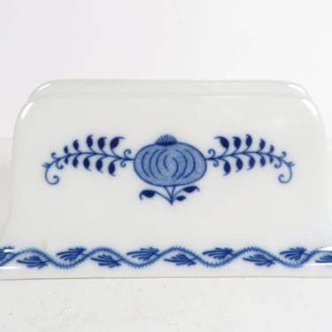 Vintage Blue White Porcelain Letter Holder - Blue Onion Ceramic Business Card Holder 